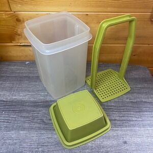 Tupperware Modular Mate Square Container with Grate and Lid Green 1332-10